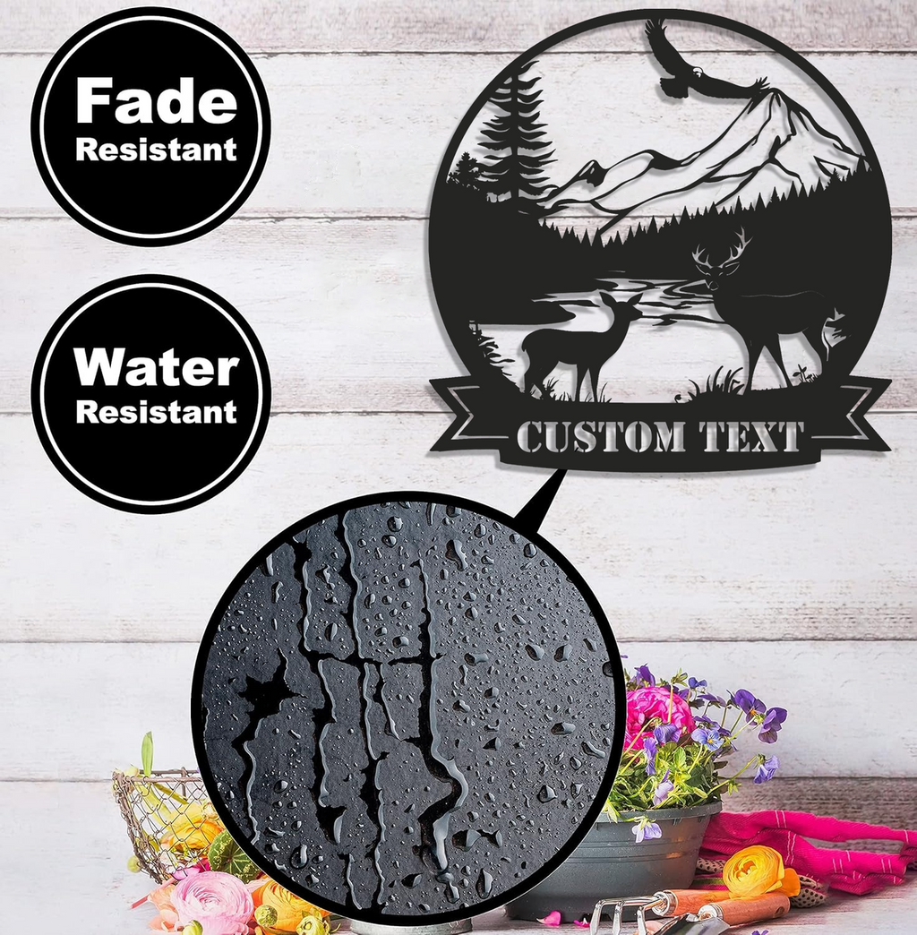 Personalized Deer Metal Sign WITH LED/WITHOUT LED – Custom Name Rustic Cabin Wall Art