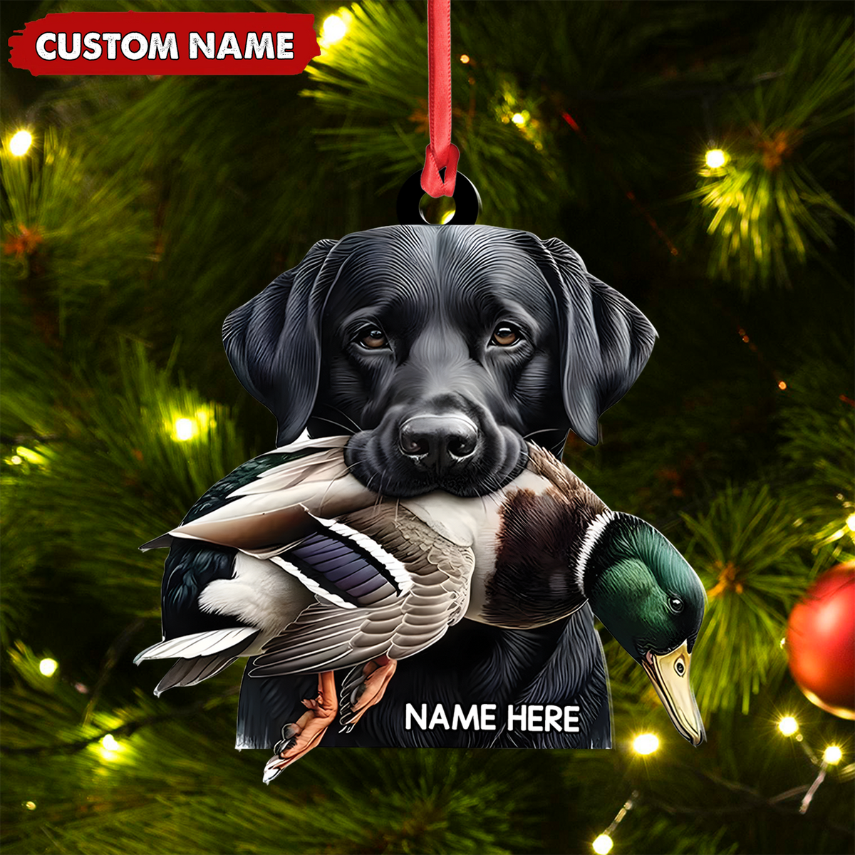 Personalized Hunting Dog Acrylic Ornament – Personalized Labrador Retriever & Duck Christmas Gift