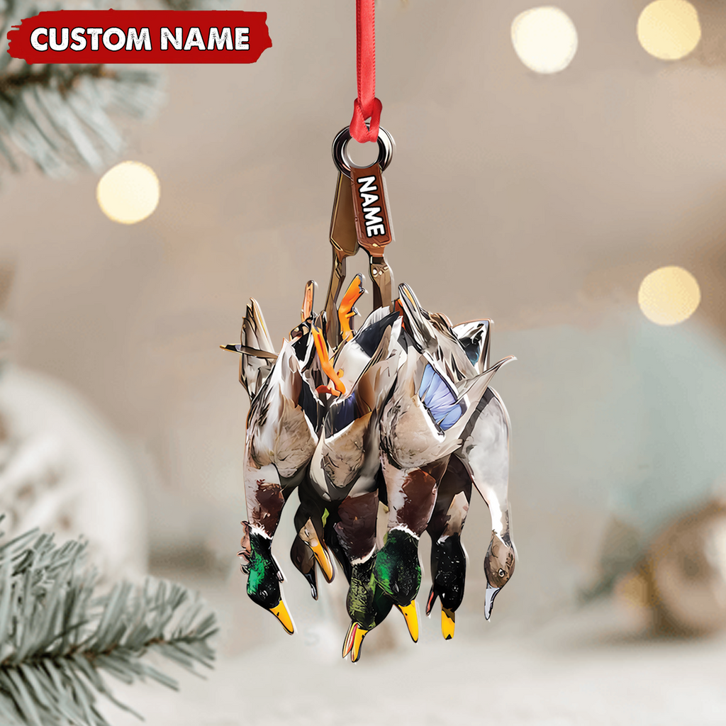 Custom Duck Hunting Acrylic Ornament – Personalized Waterfowl Christmas Decoration