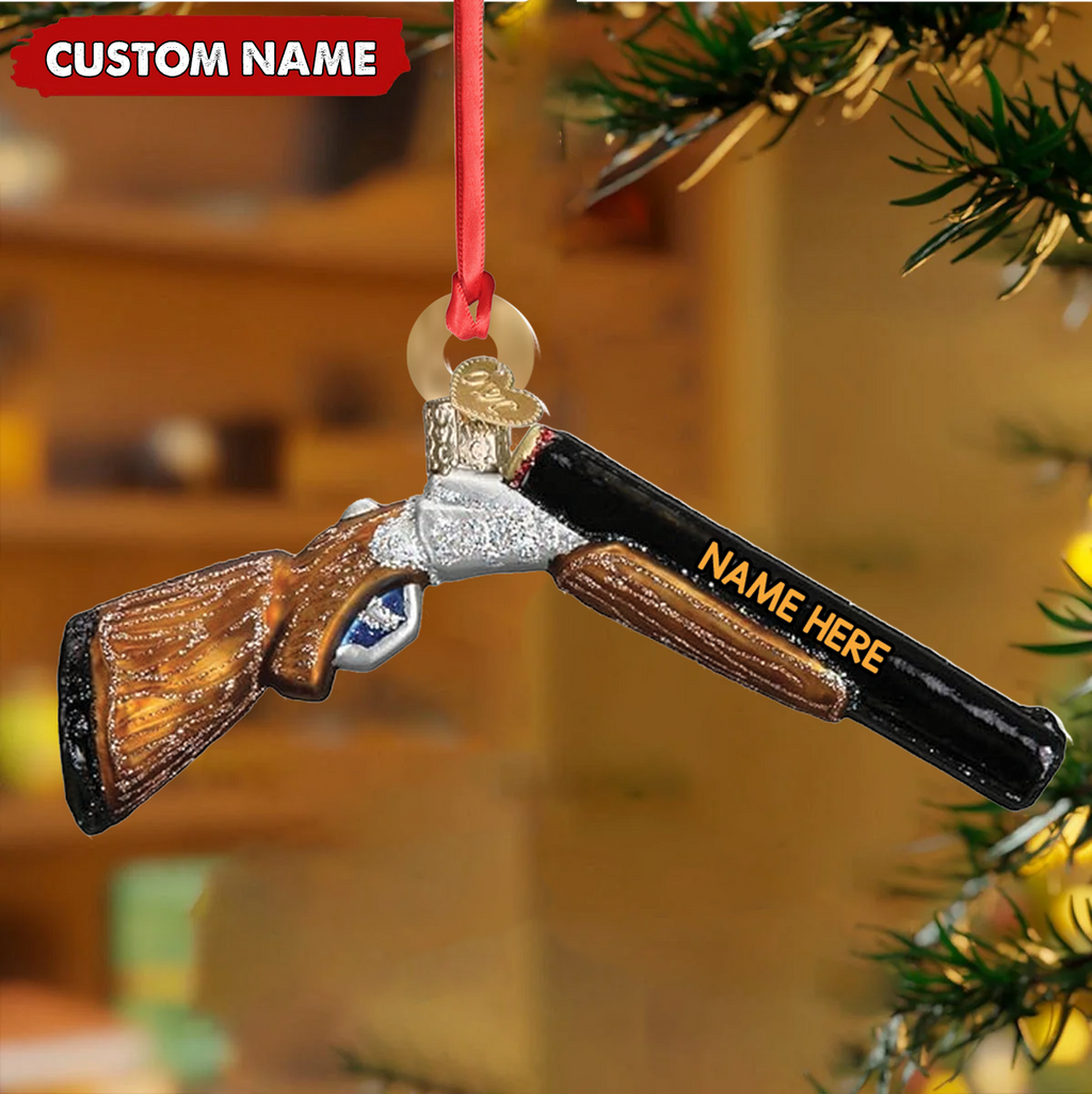 Personalized Shotgun Christmas Ornament – Custom Name Gift for Hunters & Outdoorsmen