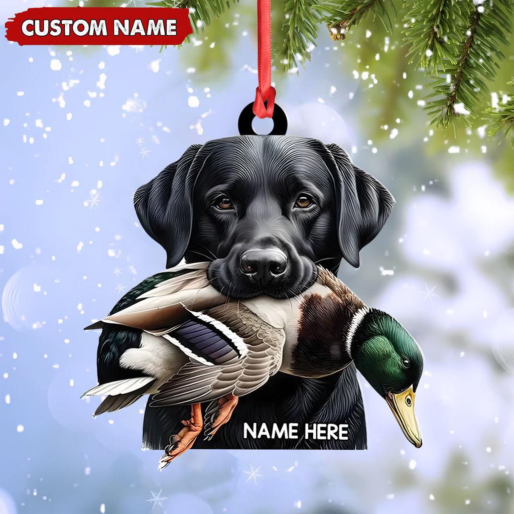 Personalized Hunting Dog Acrylic Ornament – Personalized Labrador Retriever & Duck Christmas Gift