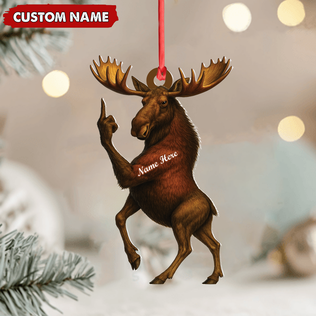 Personalized Funny Moose Acrylic Christmas Ornament – Custom Decoration Holiday Gift for Hunters
