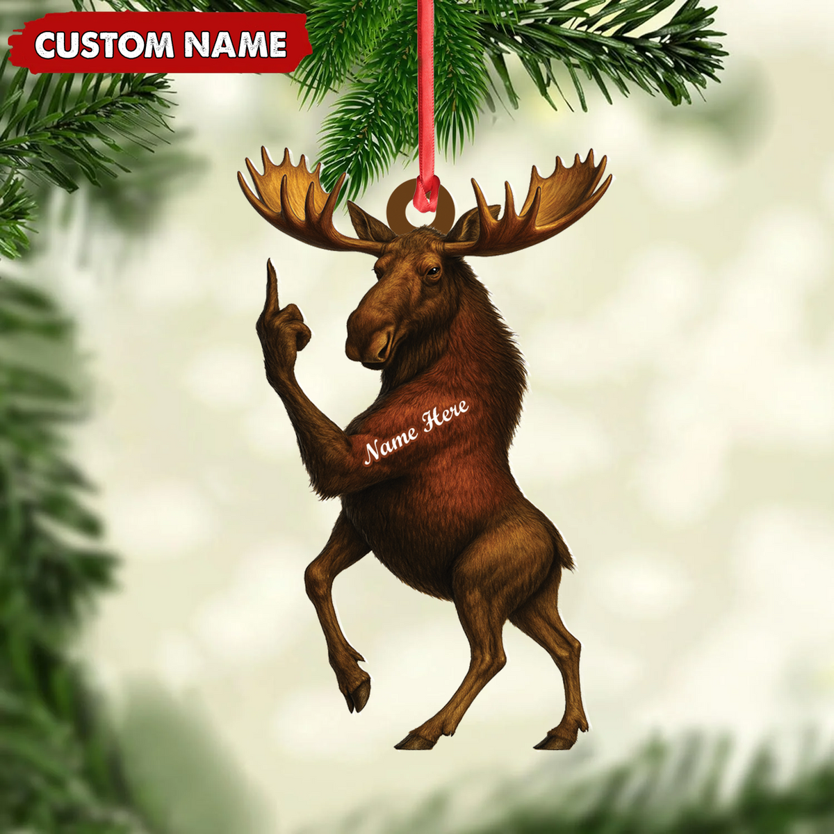 Personalized Funny Moose Acrylic Christmas Ornament – Custom Decoration Holiday Gift for Hunters