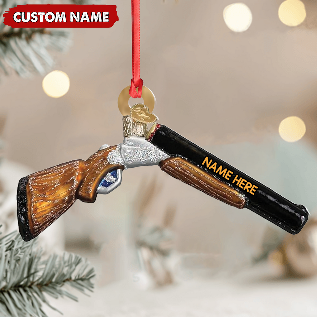 Personalized Shotgun Christmas Ornament – Custom Name Gift for Hunters & Outdoorsmen