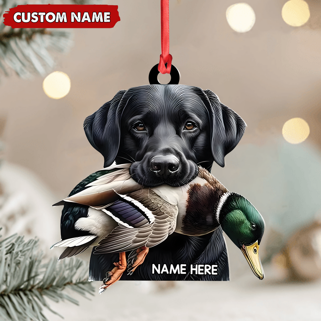 Personalized Hunting Dog Acrylic Ornament – Personalized Labrador Retriever & Duck Christmas Gift