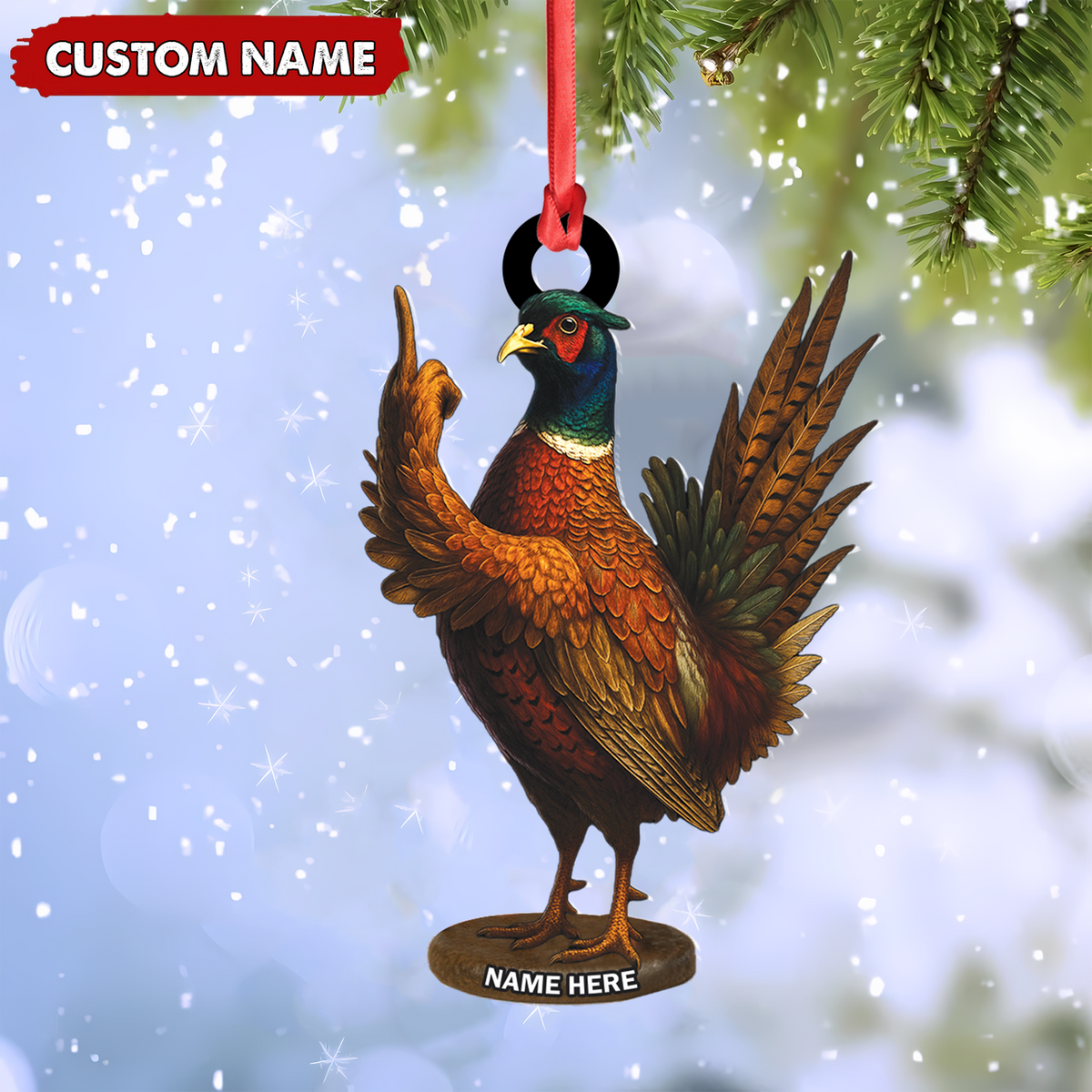 Personalized Funny Pheasant Acrylic Ornament – Custom Christmas Gift for Hunters & Bird Lovers