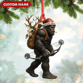 Bigfoot Hunter Christmas Ornament, Funny Sasquatch Archery Decor, Rustic Holiday Gift for Outdoor Adventure Lovers