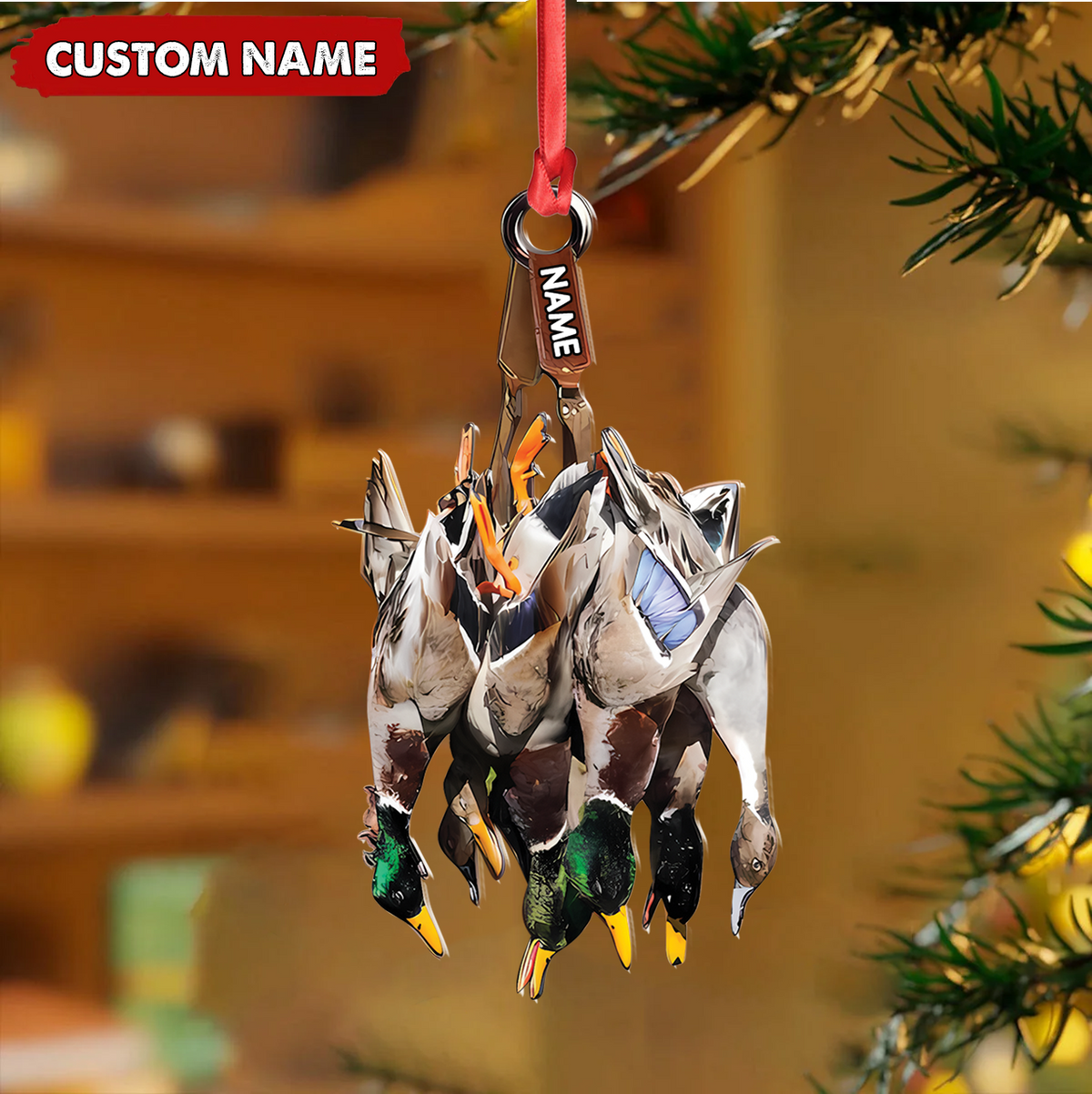 Custom Duck Hunting Acrylic Ornament – Personalized Waterfowl Christmas Decoration