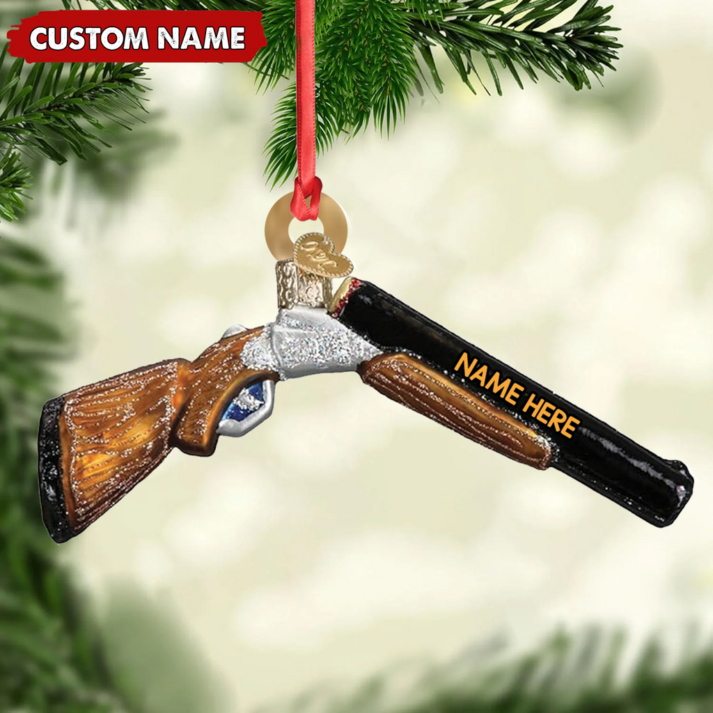 Personalized Shotgun Christmas Ornament – Custom Name Gift for Hunters & Outdoorsmen