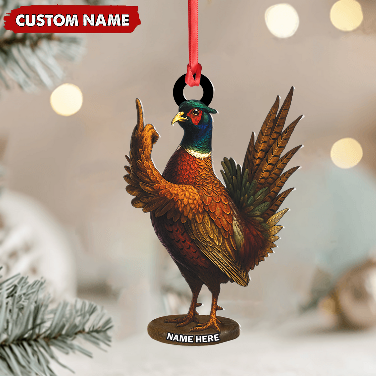 Personalized Funny Pheasant Acrylic Ornament – Custom Christmas Gift for Hunters & Bird Lovers