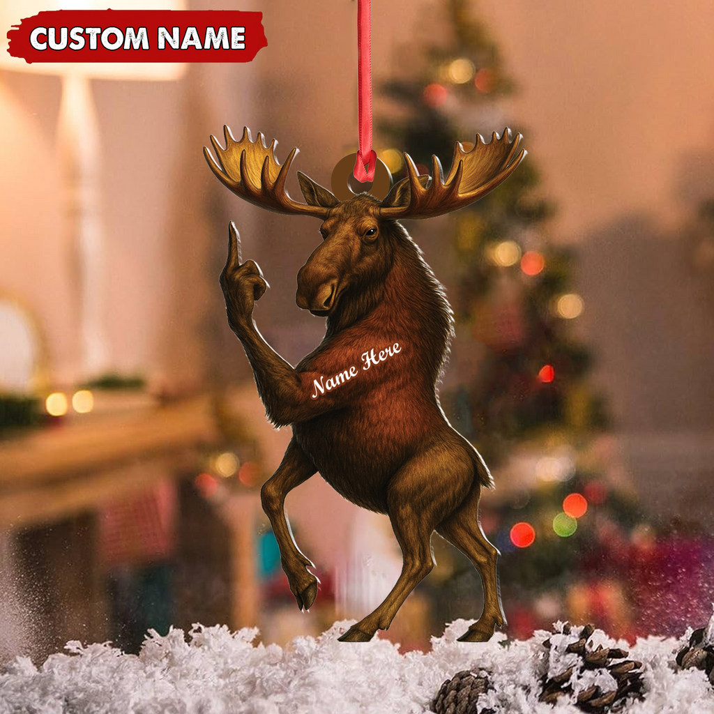 Personalized Funny Moose Acrylic Christmas Ornament – Custom Decoration Holiday Gift for Hunters