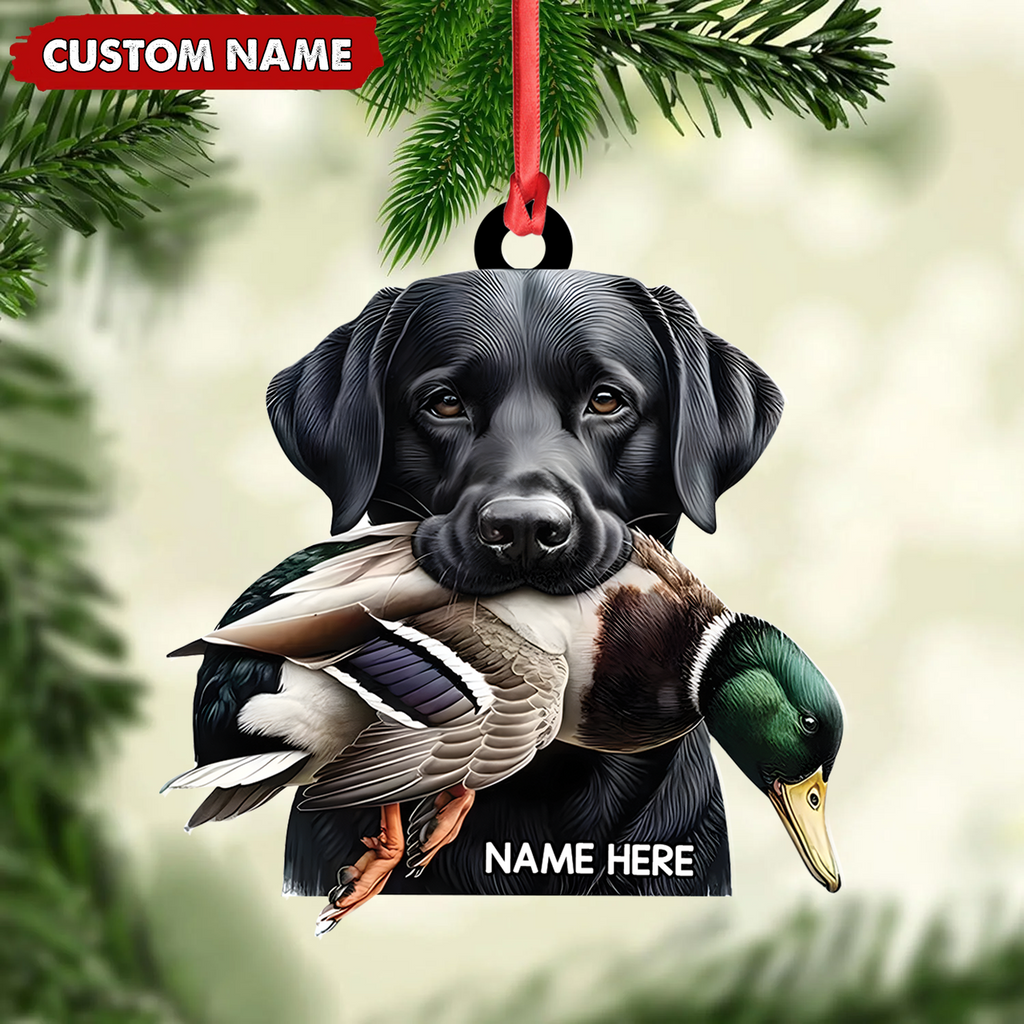 Personalized Hunting Dog Acrylic Ornament – Personalized Labrador Retriever & Duck Christmas Gift