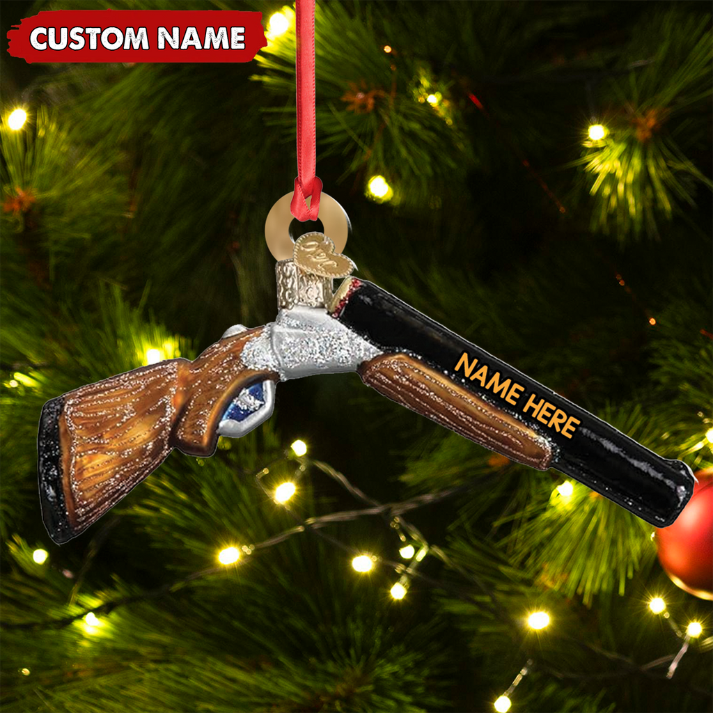 Personalized Shotgun Christmas Ornament – Custom Name Gift for Hunters & Outdoorsmen