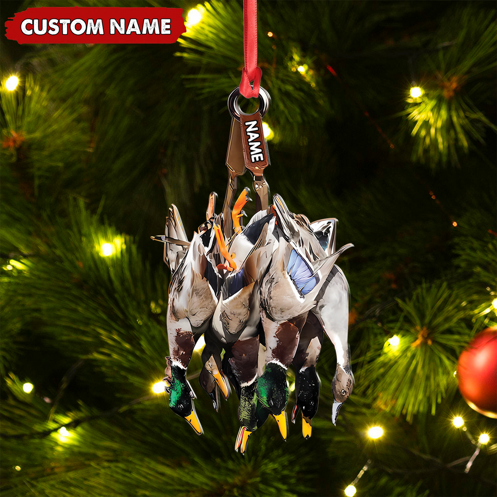 Custom Duck Hunting Acrylic Ornament – Personalized Waterfowl Christmas Decoration