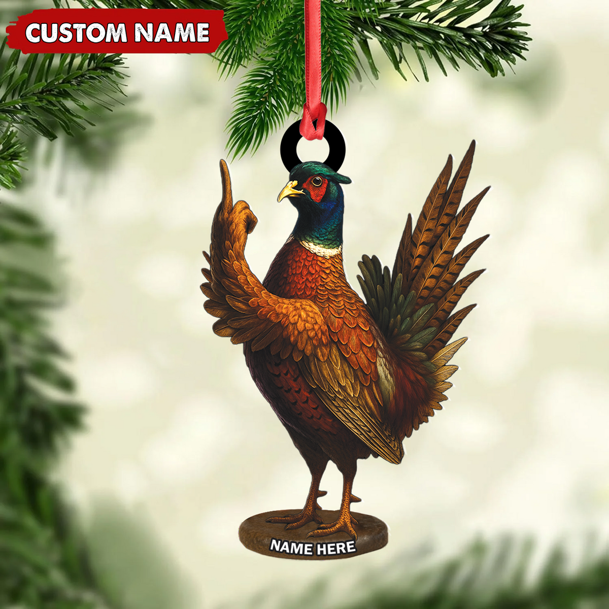Personalized Funny Pheasant Acrylic Ornament – Custom Christmas Gift for Hunters & Bird Lovers
