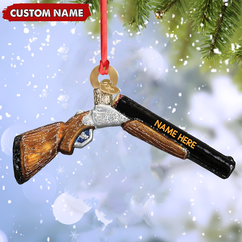 Personalized Shotgun Christmas Ornament – Custom Name Gift for Hunters & Outdoorsmen