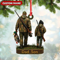 Personalized Duck Hunting Ornament for Dad and Son, Father & Son Camo Hunting Decoration, Duck Hunter Gift for Outdoor Lovers