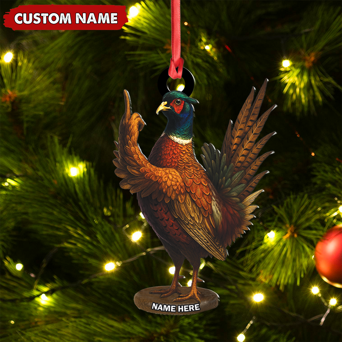 Personalized Funny Pheasant Acrylic Ornament – Custom Christmas Gift for Hunters & Bird Lovers