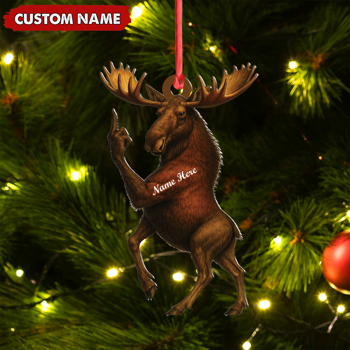 Personalized Funny Moose Acrylic Christmas Ornament – Custom Decoration Holiday Gift for Hunters