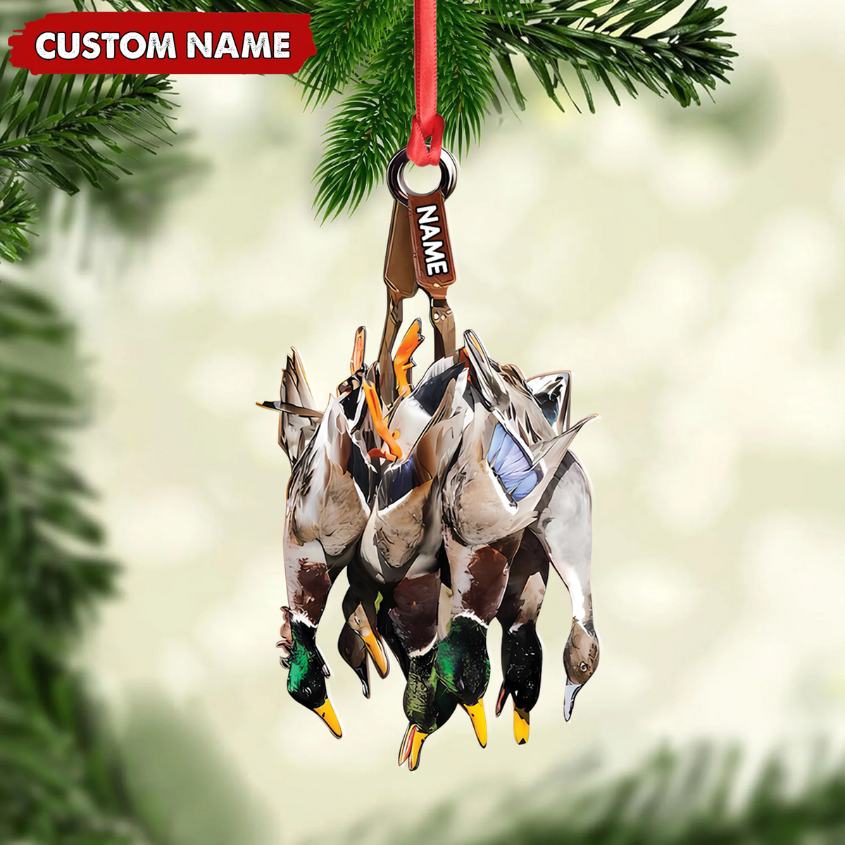 Custom Duck Hunting Acrylic Ornament – Personalized Waterfowl Christmas Decoration