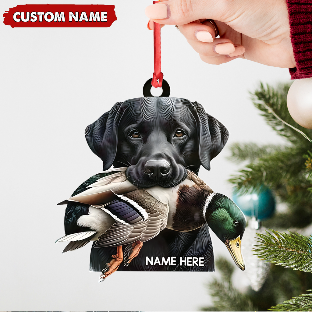 Personalized Hunting Dog Acrylic Ornament – Personalized Labrador Retriever & Duck Christmas Gift