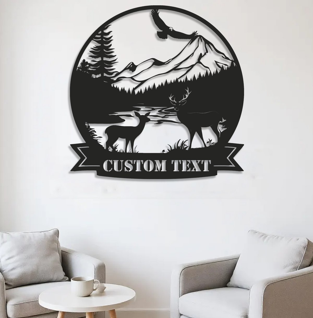 Personalized Deer Metal Sign WITH LED/WITHOUT LED – Custom Name Rustic Cabin Wall Art