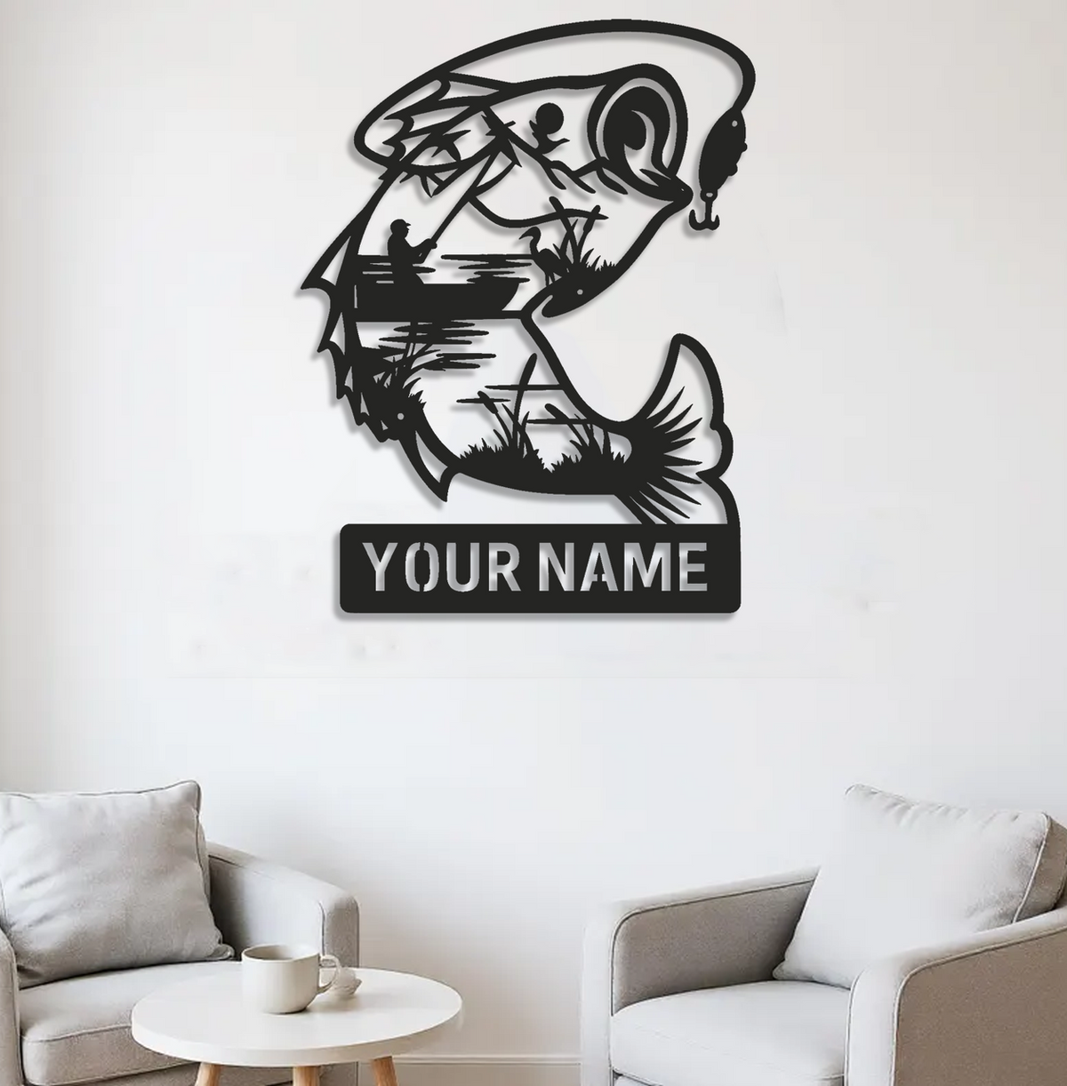 Personalized Fishing Metal Sign WITH LED/WITHOUT LED – Rustic Angler Wall Art