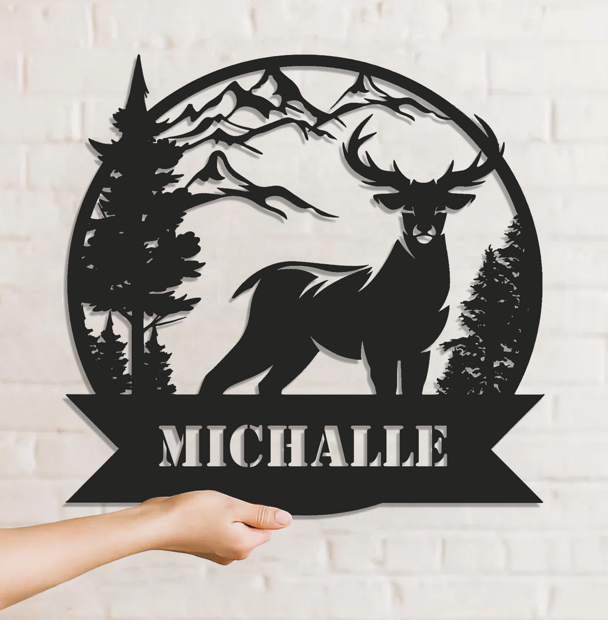 Personalized Deer Metal Sign WITH LED/WITHOUT LED – Custom Name Buck Wall Art