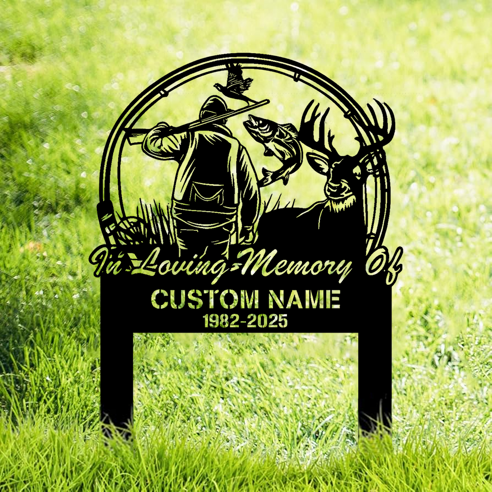 Personalized Hunter Memorial Metal Sign – In Loving Memory Grave Marker