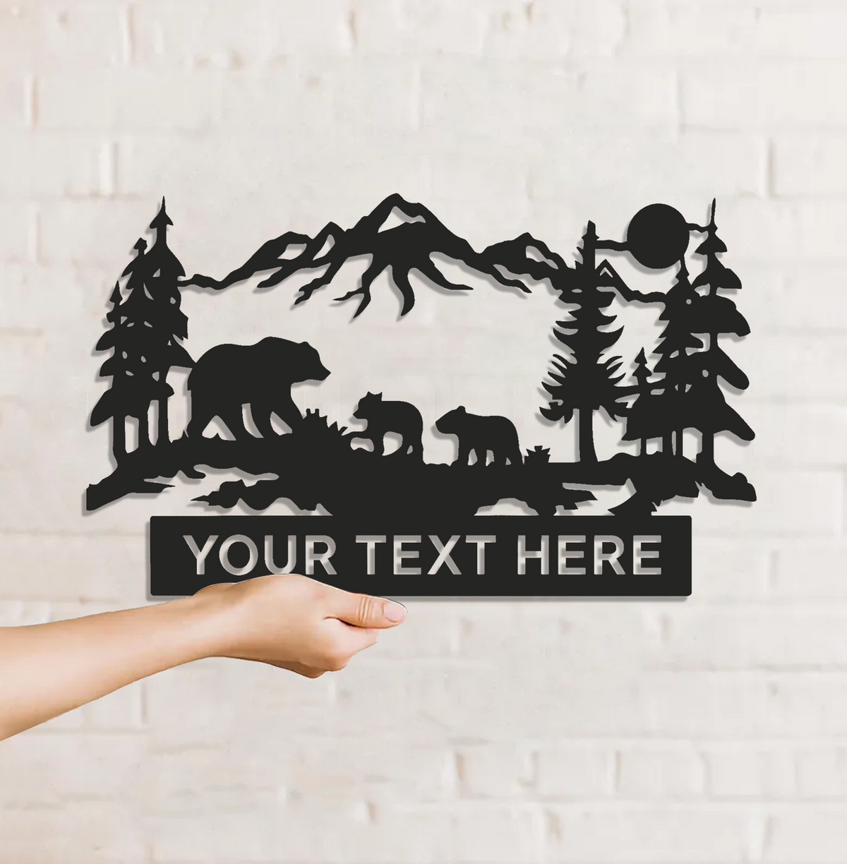 Personalized Bear Metal Sign WITH LED/WITHOUT LED – Rustic Mountain Lodge Decor