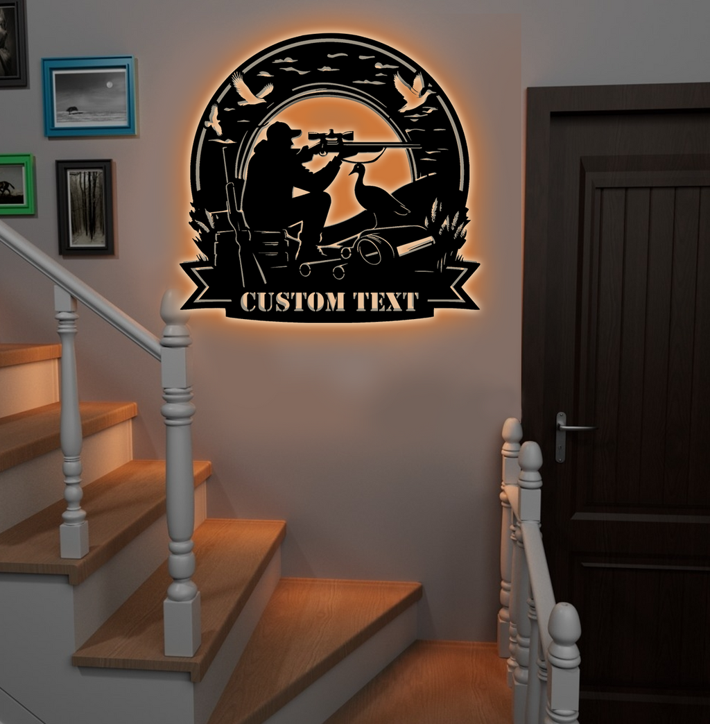 Personalized Duck Hunting Metal Sign WITH LED/WITHOUT LED – Custom Name Hunter Wall Art