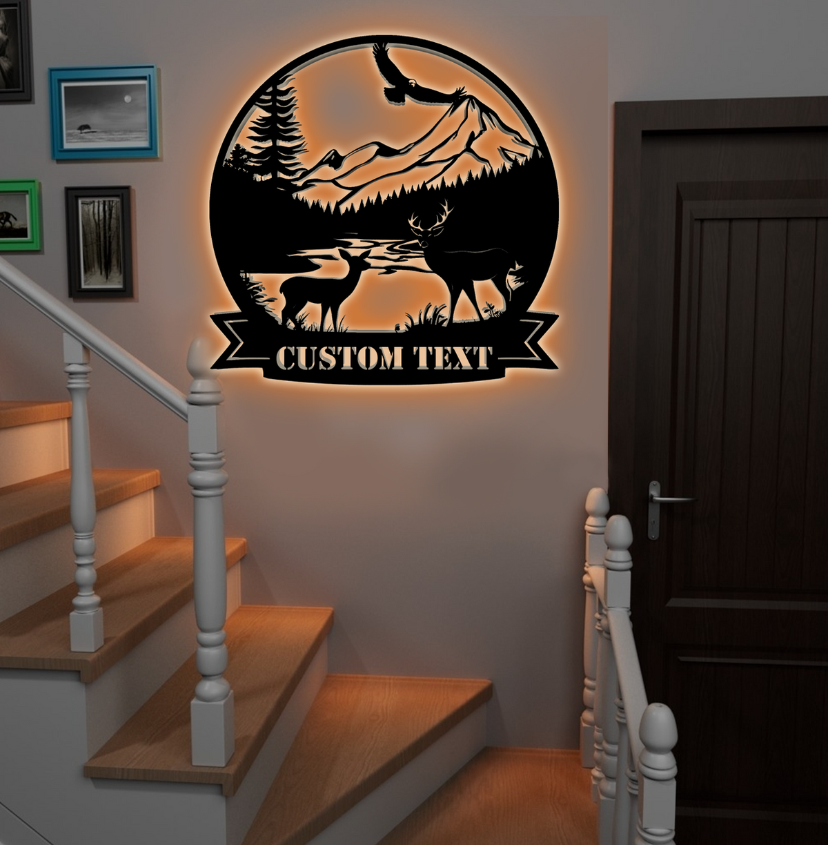 Personalized Deer Metal Sign WITH LED/WITHOUT LED – Custom Name Rustic Cabin Wall Art