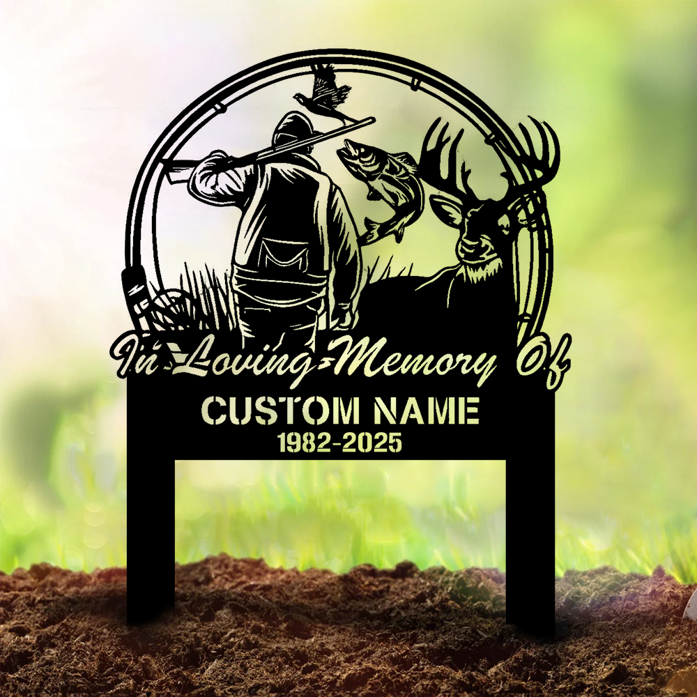 Personalized Hunter Memorial Metal Sign – In Loving Memory Grave Marker