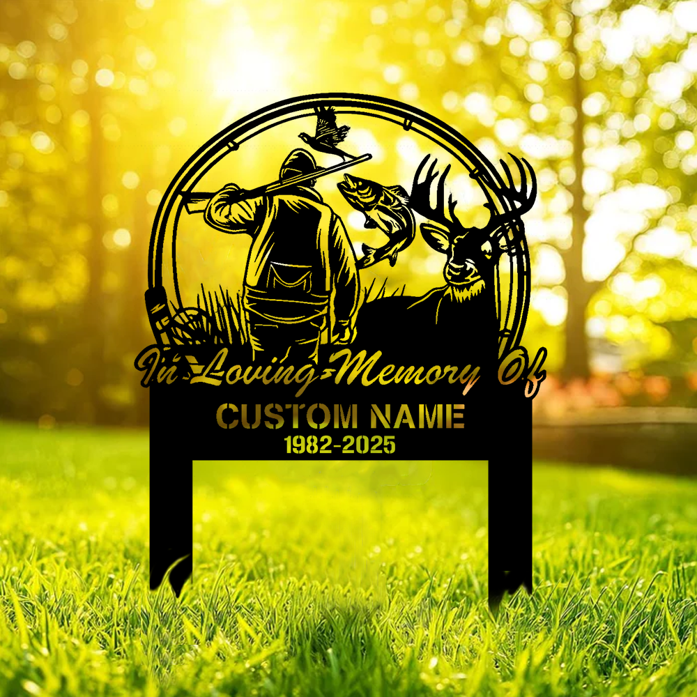 Personalized Hunter Memorial Metal Sign – In Loving Memory Grave Marker