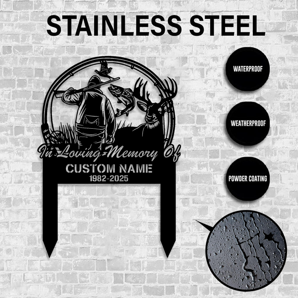 Personalized Hunter Memorial Metal Sign – In Loving Memory Grave Marker