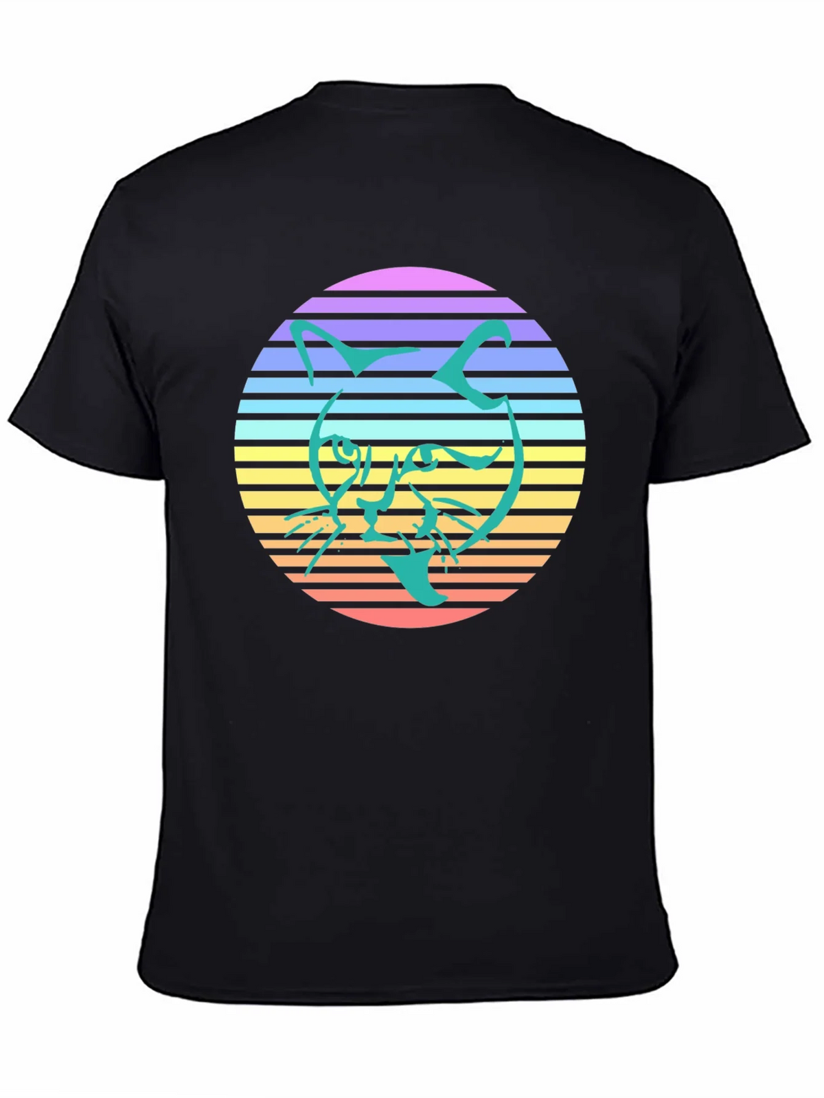 Retro Cat Graphic Tee - Stylish Black T-Shirt product image 4
