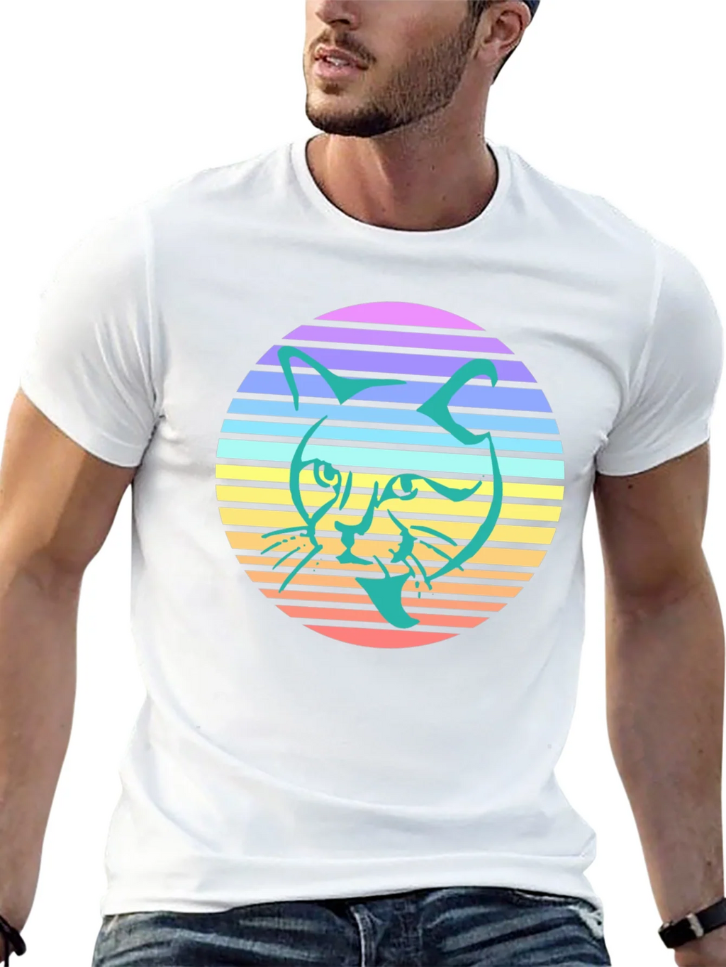 Retro Cat Graphic Tee - Stylish Black T-Shirt product image 12
