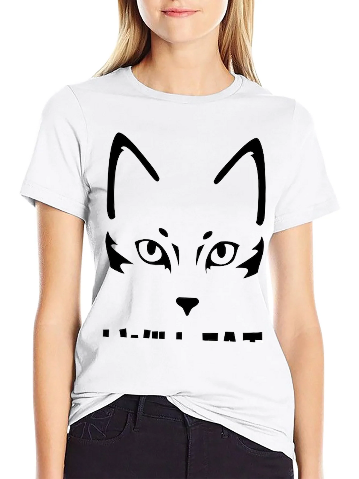Cool Cat Face Black T-Shirt product image 5