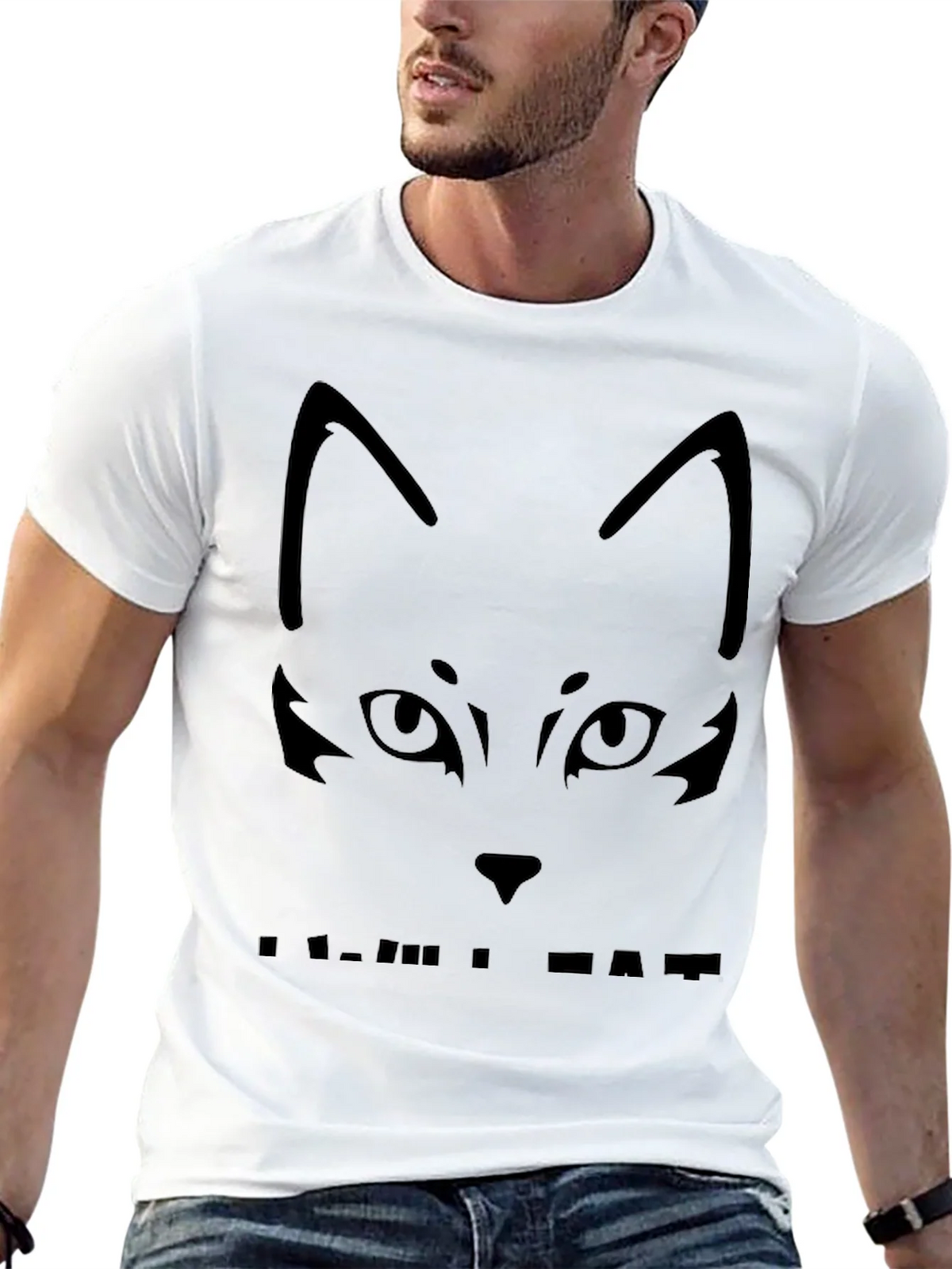 Cool Cat Face Black T-Shirt product image 9