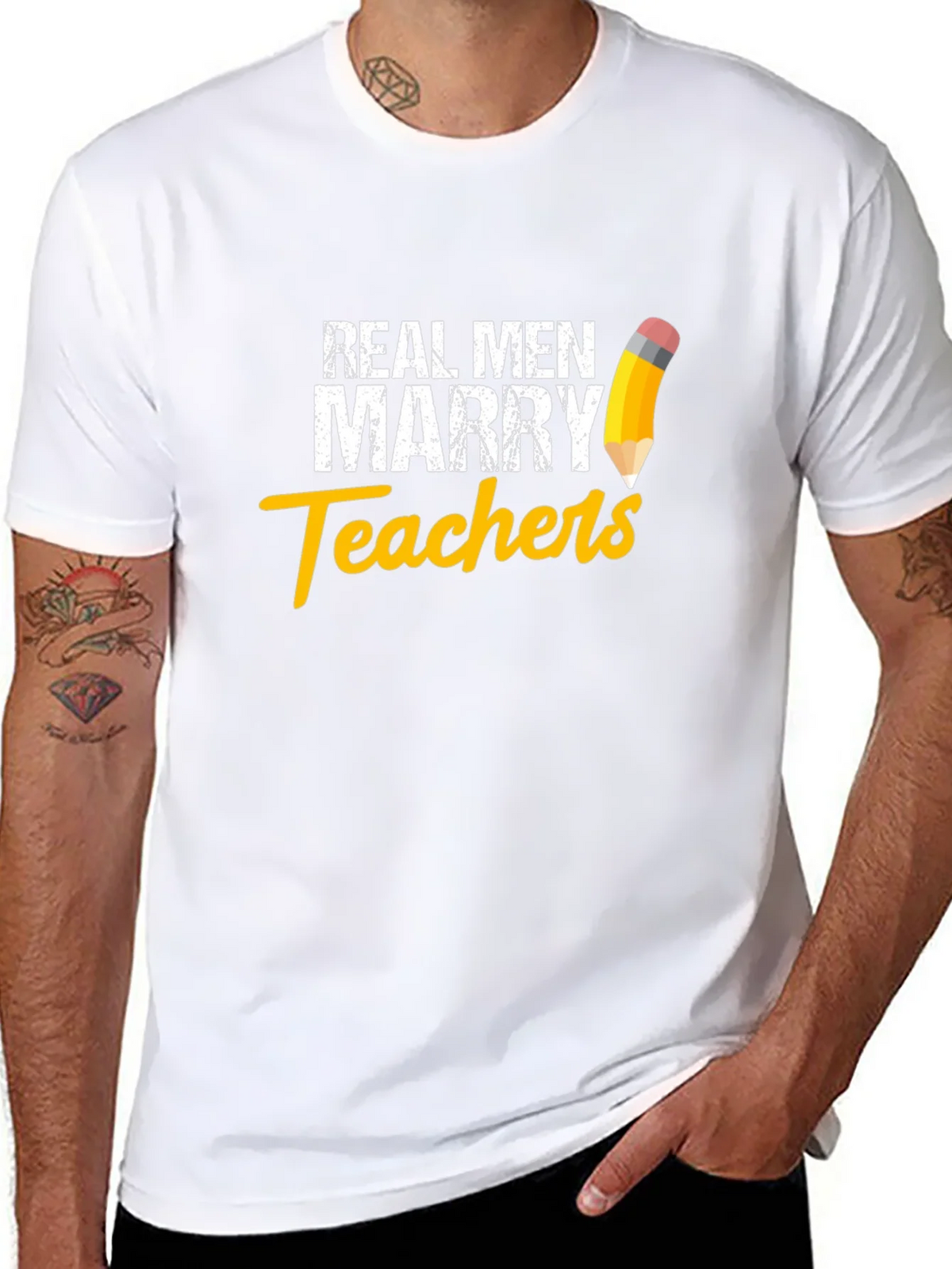 Real Men Marry Teachers Graphic T-Shirt product image 6