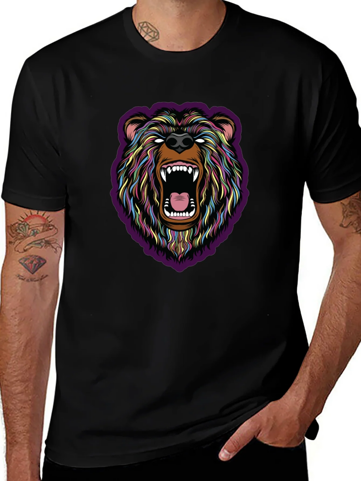 Roaring Bear Graphic Tee - Bold Colorful Design product image 1