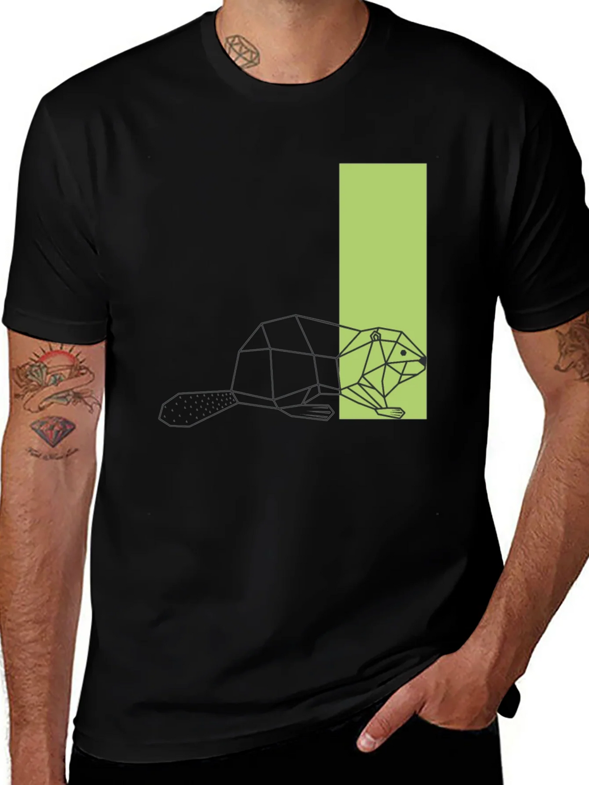 Geometric Beaver Graphic Tee - Black T-Shirt product image 1