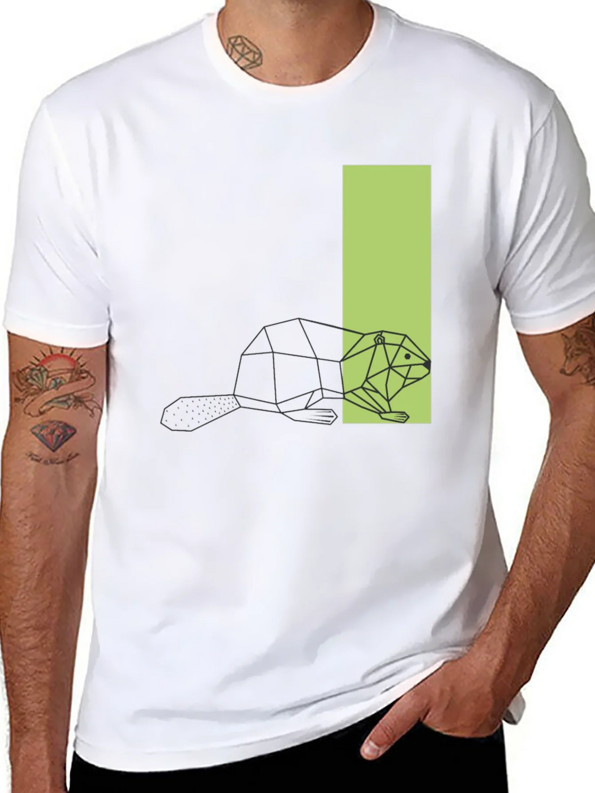 Geometric Beaver Graphic Tee - Black T-Shirt product image 6
