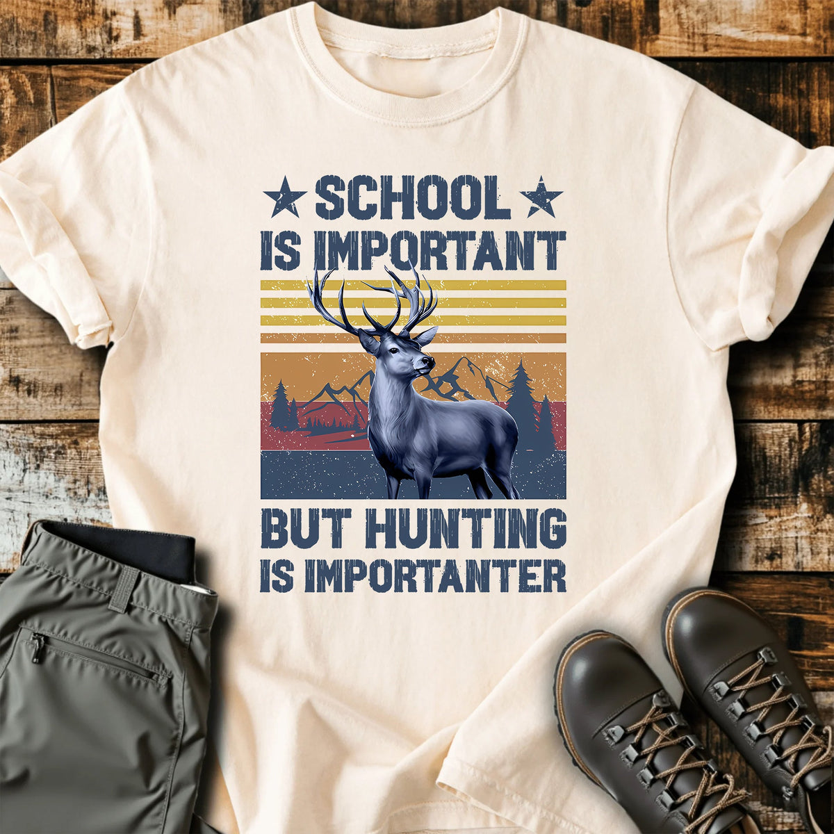 Funny Hunting Deer Sunset T-Shirt product image 7