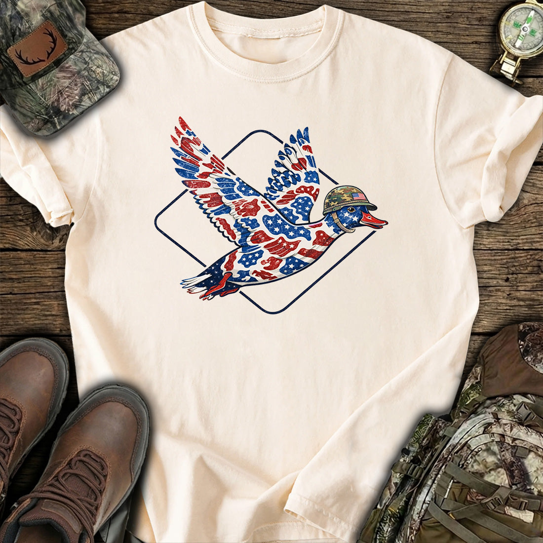 Patriotic Duck Hunting USA T-Shirt product image 6