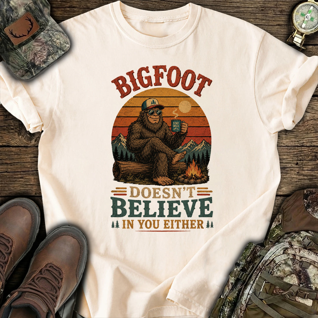 Funny Bigfoot Camping T-Shirt product image 5
