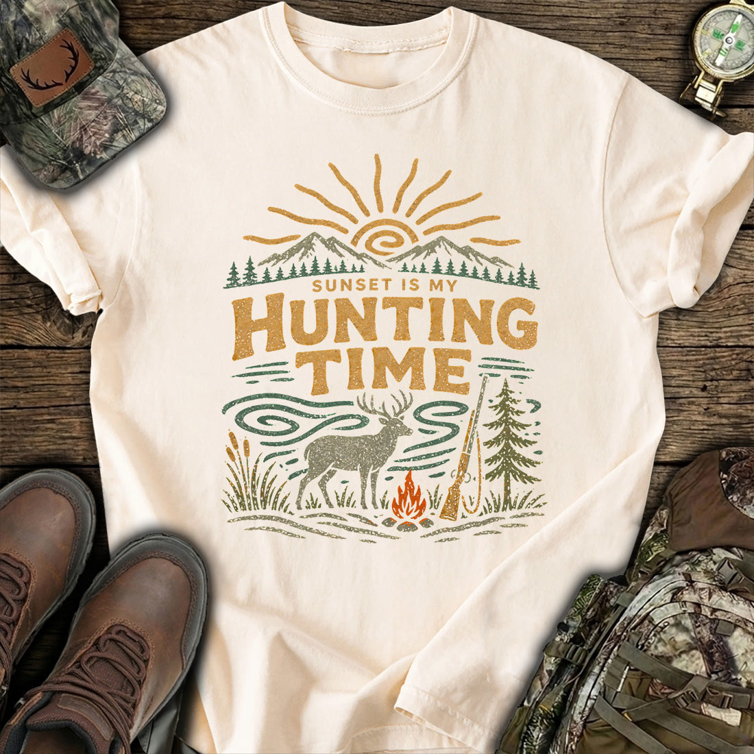 Vintage Hunting Sunset T-Shirt product image 5