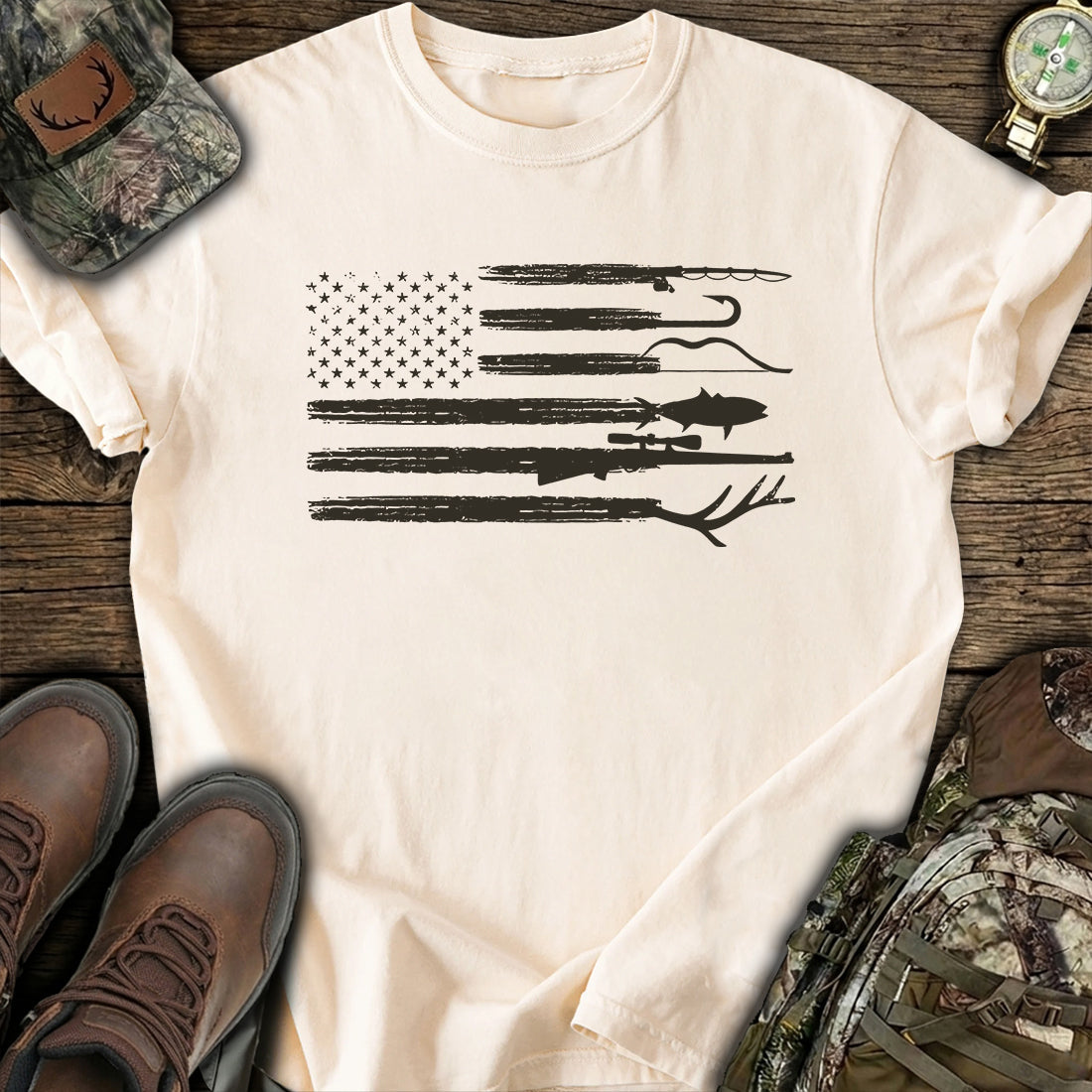 USA Hunting Flag T-Shirt product image 7