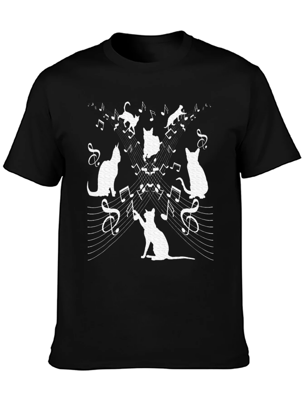 Cat Music T-Shirt - Whimsical Black Tee product image 3