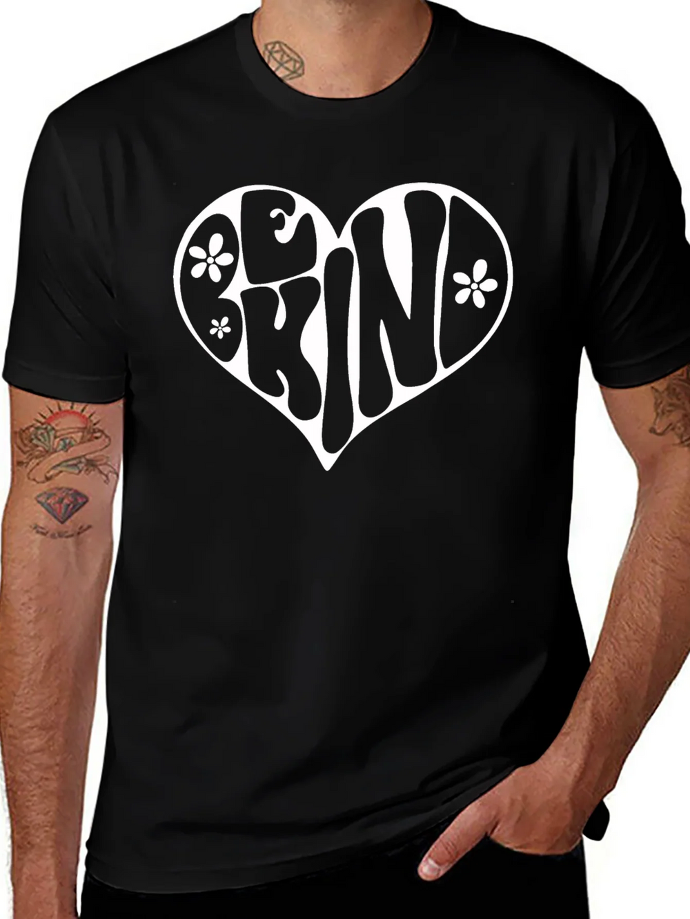 Be Kind Heart Graphic Tee - Black Cotton Comfort product image 1